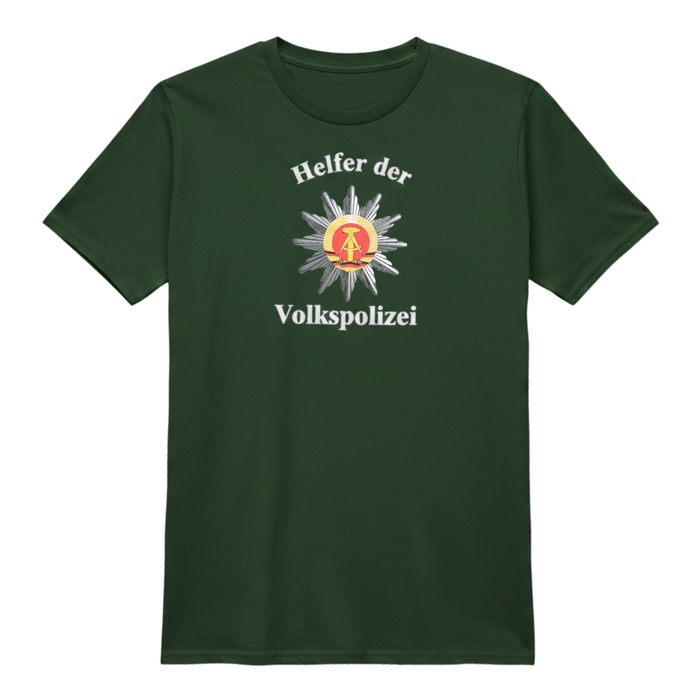 T-Shirt "Helfer der Volkspolizei" dunkelgrün - 100% Baumwolle - Unisex - gerader Schnitt