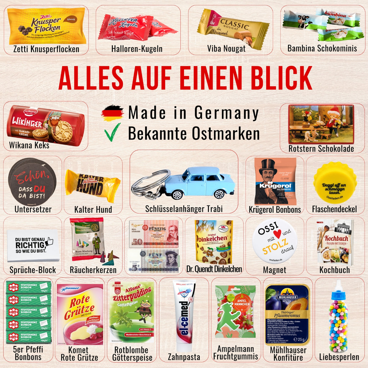 Held der Arbeit - Ostalgie Adventskalender 2026 – 24 Erinnerungen & Kultprodukte mit Marken wie Viba, Halloren, Zetti, Komet & Pfeffi