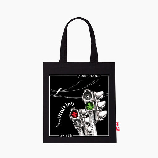 Ampelmann-KEEP-ON-WALKING-Stoffbeutel-schwarz-Ampel-Geher&Steher