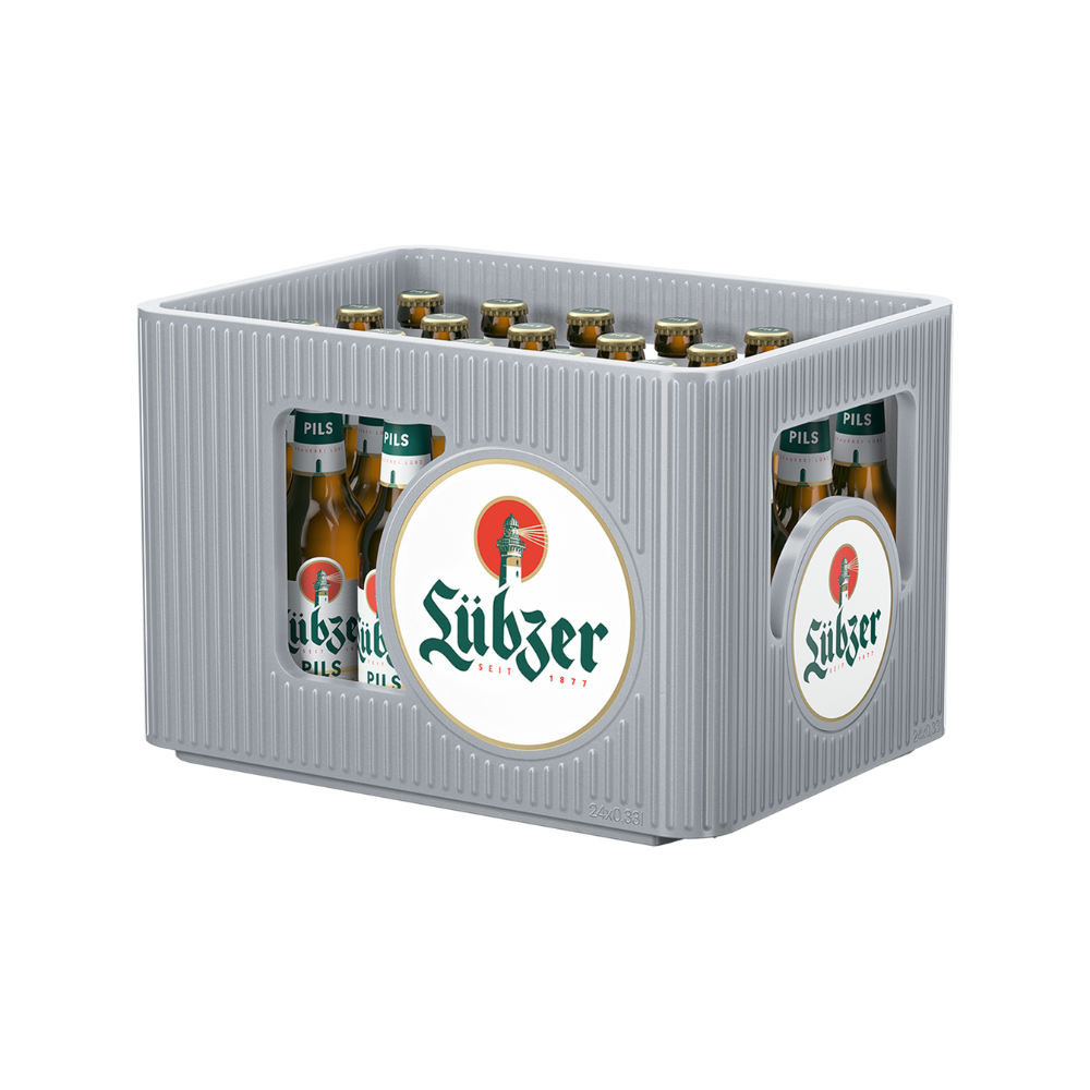 Lübzer Premium-Pils 0,33L Mehrweg Flasche.