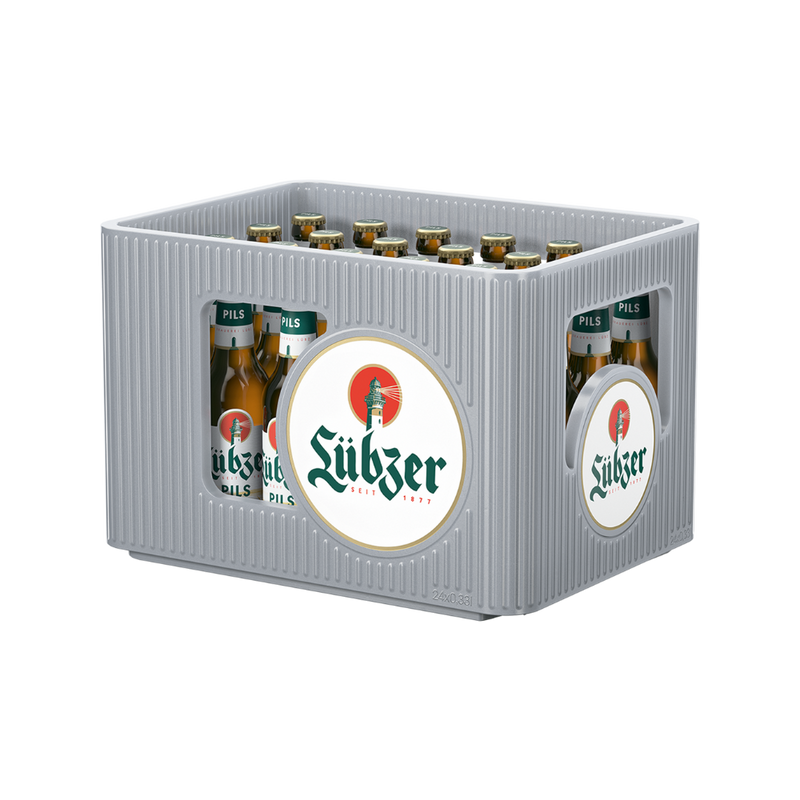 Lübzer Premium-Pils 0,33L Mehrweg Flasche.