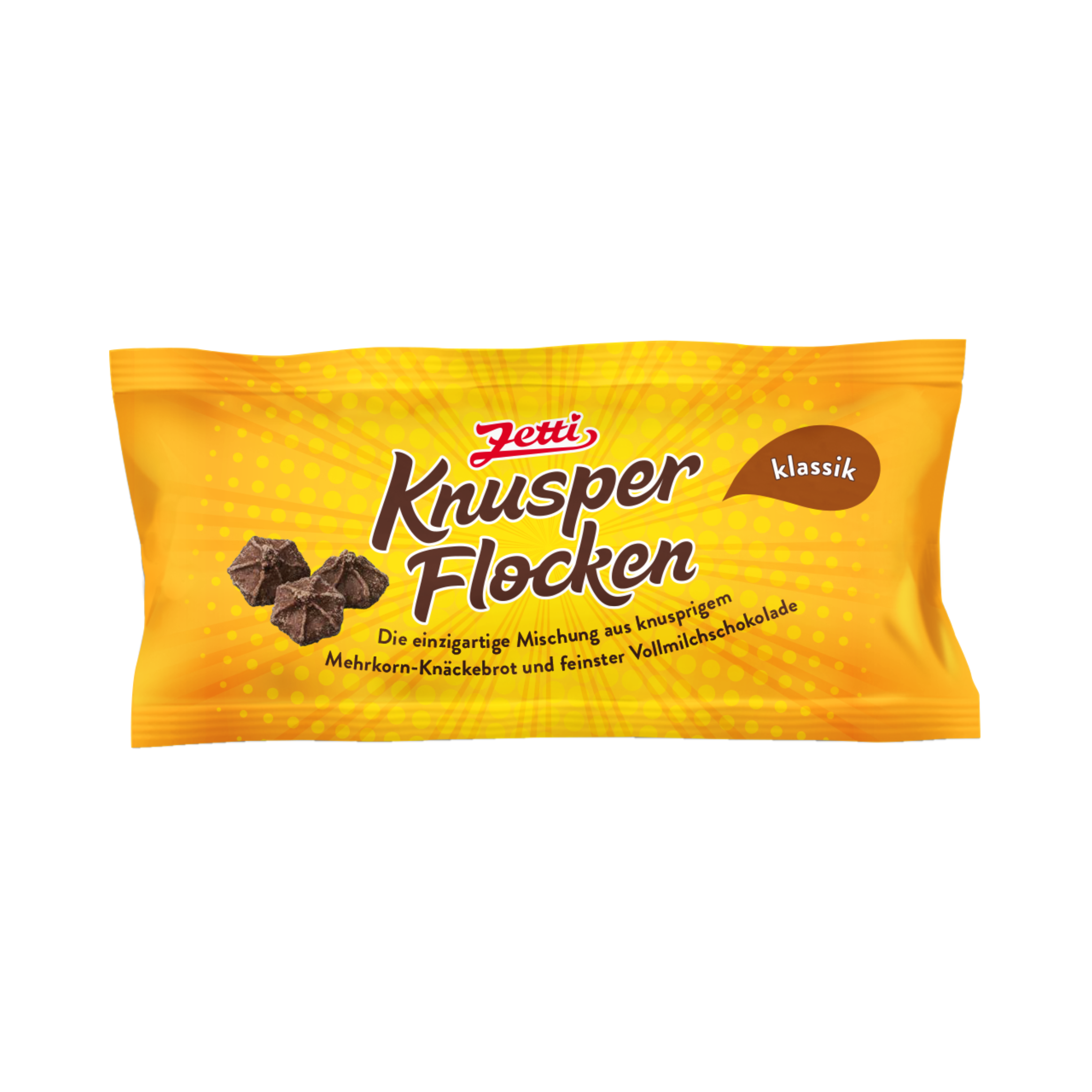 Zetti Knusperflocken Mini - Knuspriges Knäckebrot in feinster Vollmilchschokolade