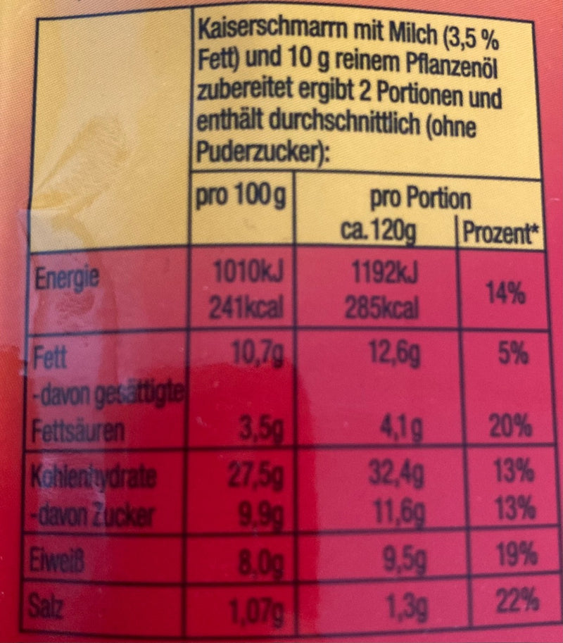 Komet Kaiserschmarrn - Backmischung für 1-2 Portionen Kaiserschmarrn - schnell & einfach in der Pfanne zubereitet 100g