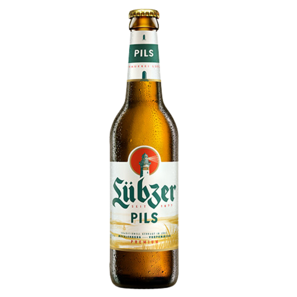 Lübzer Premium-Pils 0,33L Mehrweg Flasche.
