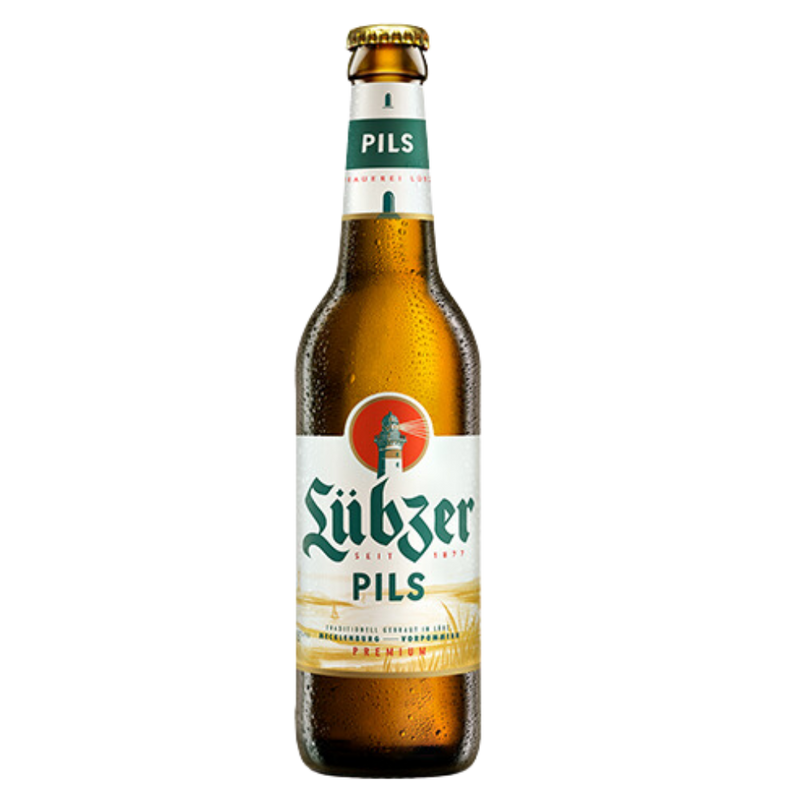 Lübzer Premium-Pils 0,33L Mehrweg Flasche.