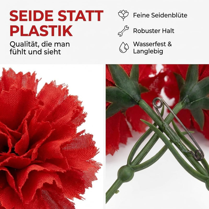 10x Rote Nelken zum Frauentag, 1. Mai, Muttertag