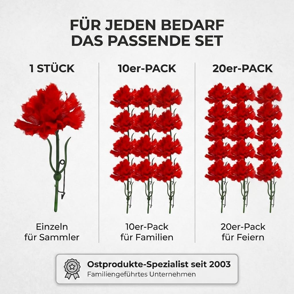 10x Rote Nelken zum Frauentag, 1. Mai, Muttertag