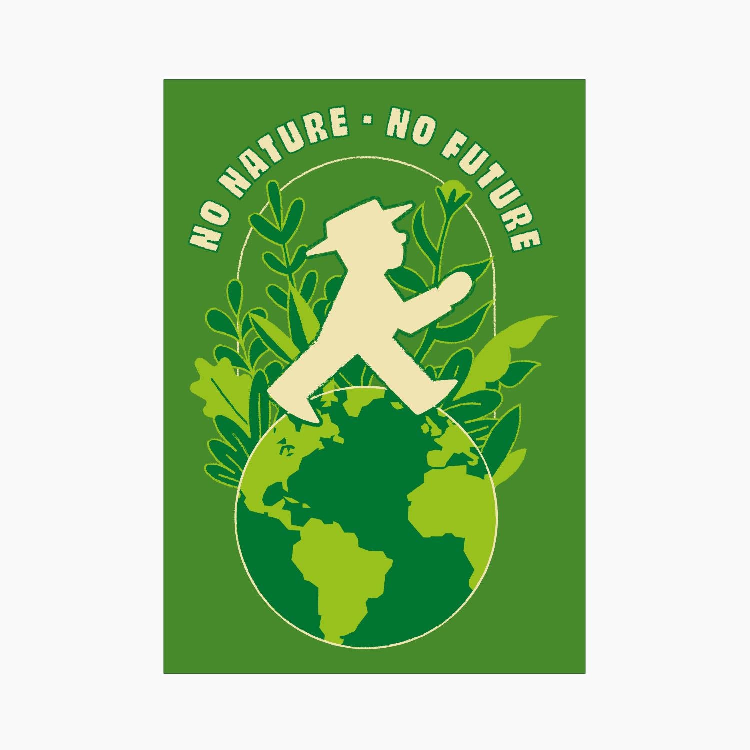Ampelmann-POSTMANN-PK164-Postkarte-NO-NATURE---NO-FUTURE