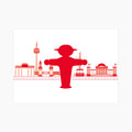 Ampelmann-POSTMANN-PK166-Postkarte-Steher-vor-Silhouette-Berlin