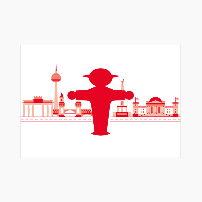 Ampelmann-POSTMANN-PK166-Postkarte-Steher-vor-Silhouette-Berlin