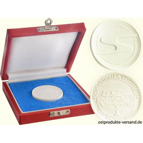 Porzellanmedaille Trabant VEB Sachsenring im Etui