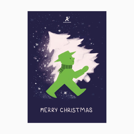 Ampelmann-POSTMANN-PK167-Postkarte-MERRY-CHRISTMAS-2023-Lila-Weihnachtsbaum/Geher