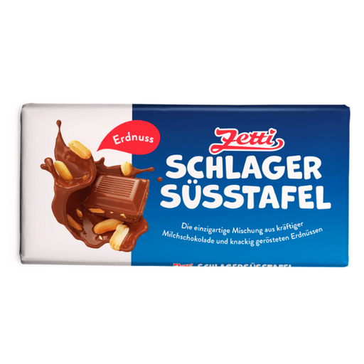 Schlagersüßtafel Vollmilch-Schokolade mit Erdnüssen von Zetti 100g.