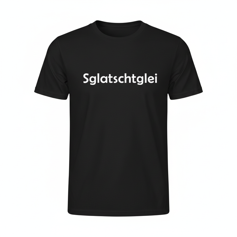 T-Shirt "Sglatschtglei" schwarz mit weißem Aufdruck – 100% Baumwolle – Unisex gerader Schnitt