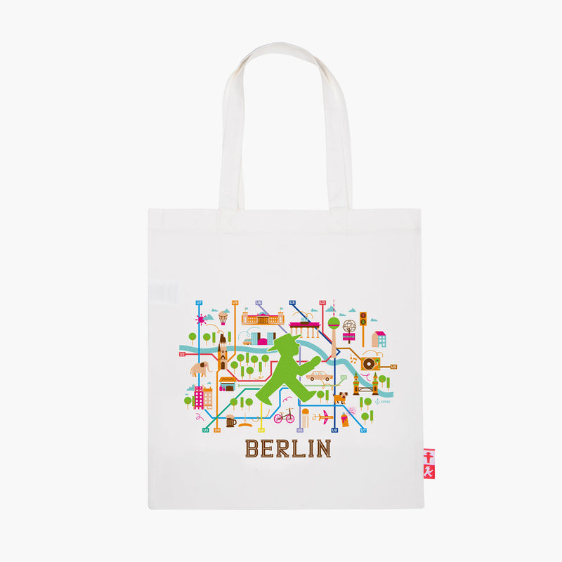 Ampelmann-STADTPLANER-Stoffbeutel-natur-weiß-Geher-&-Berlinsymbole