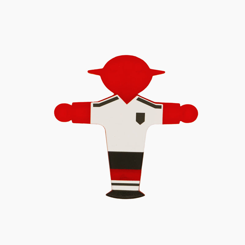 Ampelmann-HÄFTLING-IM-TRIKOT-Magnet-rot-Steher