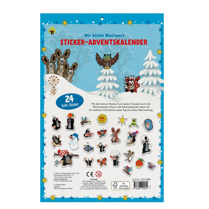 Der kleine Maulwurf Sticker-Adventskalender – 24 Soft-Sticker zum Sammeln & Dekorieren