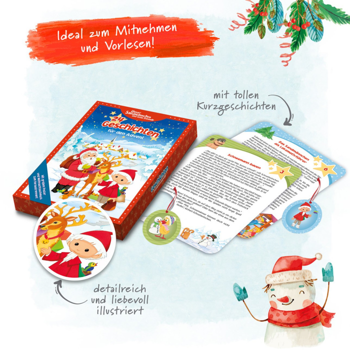 Unser Sandmännchen – Adventskalender 24 Geschichten in Geschenkbox mit Wendeposter & Schaumsticker