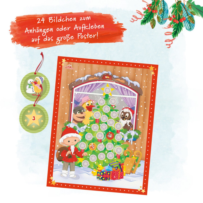 Unser Sandmännchen – Adventskalender 24 Geschichten in Geschenkbox mit Wendeposter & Schaumsticker