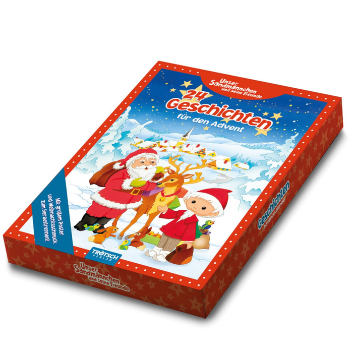 Unser Sandmännchen – Adventskalender 24 Geschichten in Geschenkbox mit Wendeposter & Schaumsticker