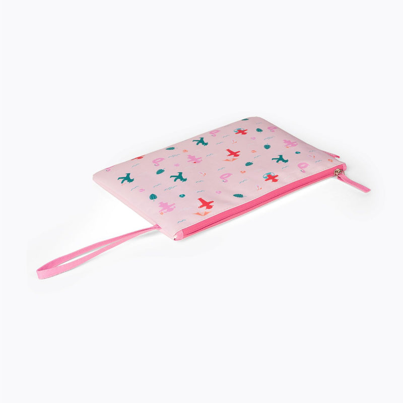 Wasserabweisende Bikini-Tasche mit Ampelmann-Figuren – Kulturbeutel mit Reißverschluss & Trageschlaufe, rosa, 30x20 cm