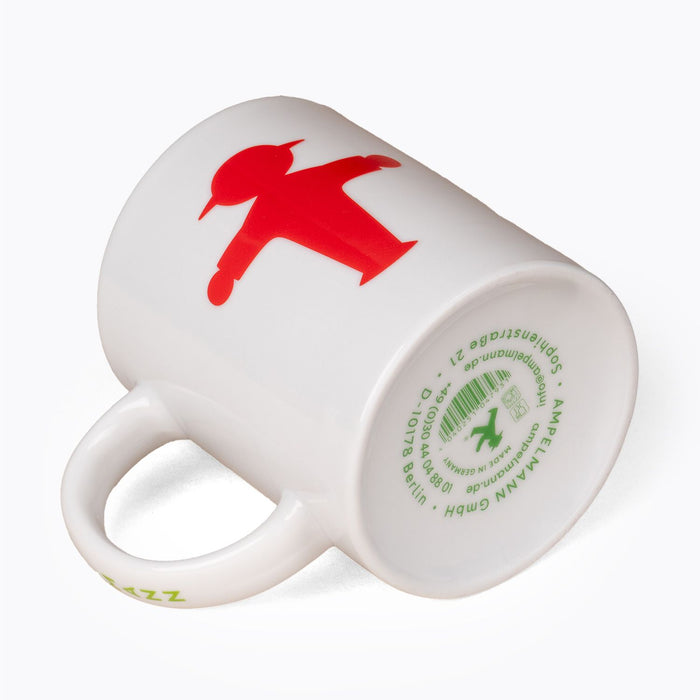 Ampelmann FRÜHAUFSTEHER Henkeltasse weiß - spülmaschinenfeste Tasse - 300 ml, Ø 8 x 9,5 cm