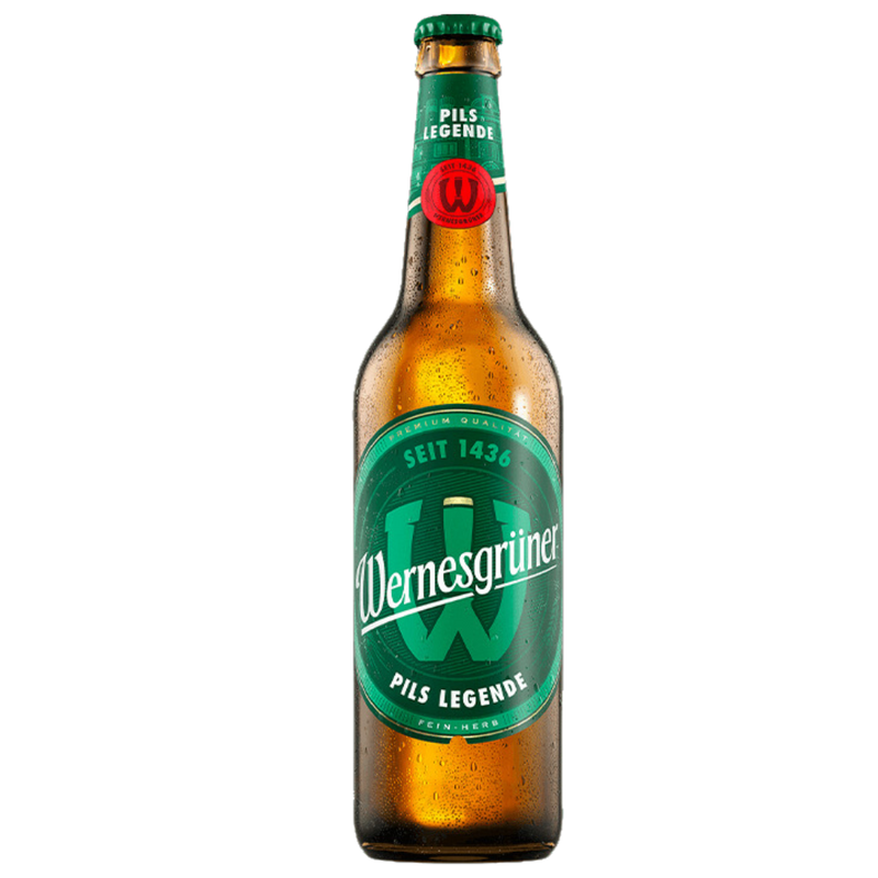 Wernesgrüner Pils 0,33L Mehrweg Flasche.