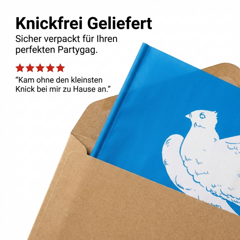 Friedensfahne aus Papier – blaue Fahne mit weißer Friedenstaube, 20 x 12 cm, leichtes Winkelement