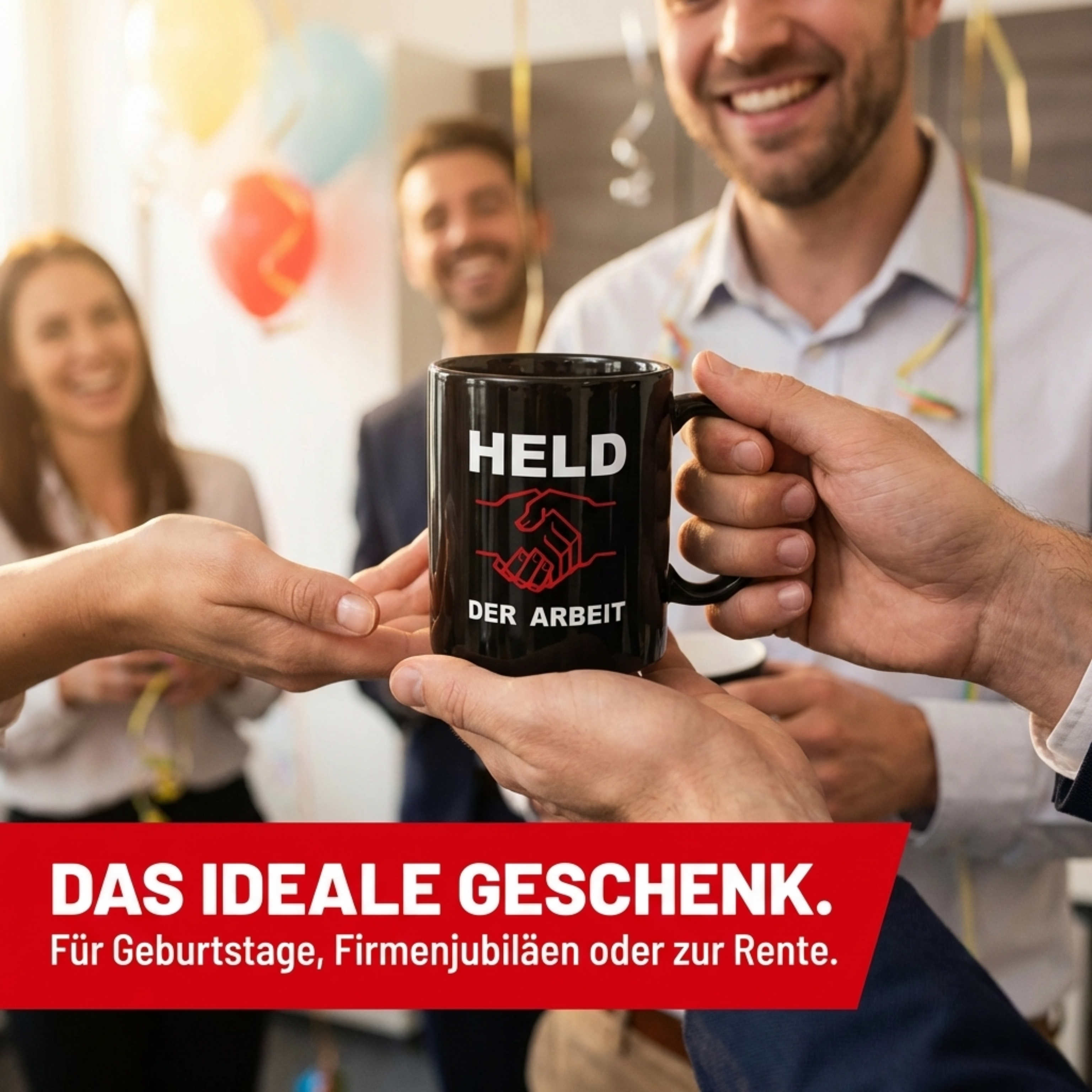 Held der Arbeit Tasse – Schwarzer Keramikbecher mit Aufdruck - 0,30 l - spülmaschinenfest