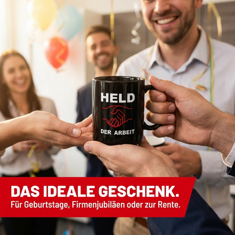 Held der Arbeit Tasse – Schwarzer Keramikbecher mit Aufdruck - 0,30 l - spülmaschinenfest