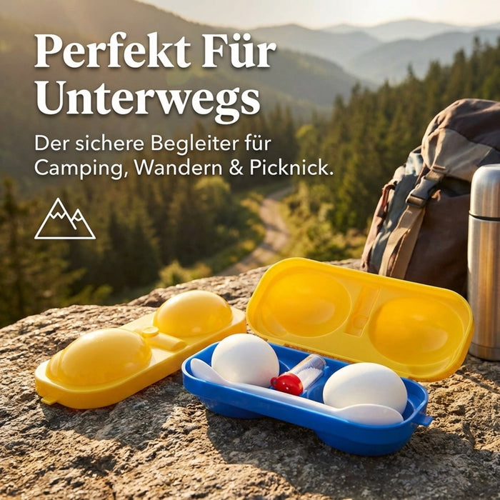 Eierträger 2fach mit Salzstreuer und 2x Löffel - Gelb und Blau - Sonja PLASTIC