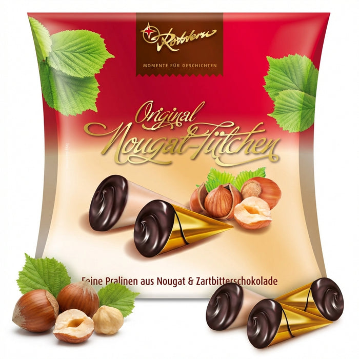 Rotstern Nougat-Tütchen – Feinste Pralinen aus Nougat & Zartbitterschokolade 100 g
