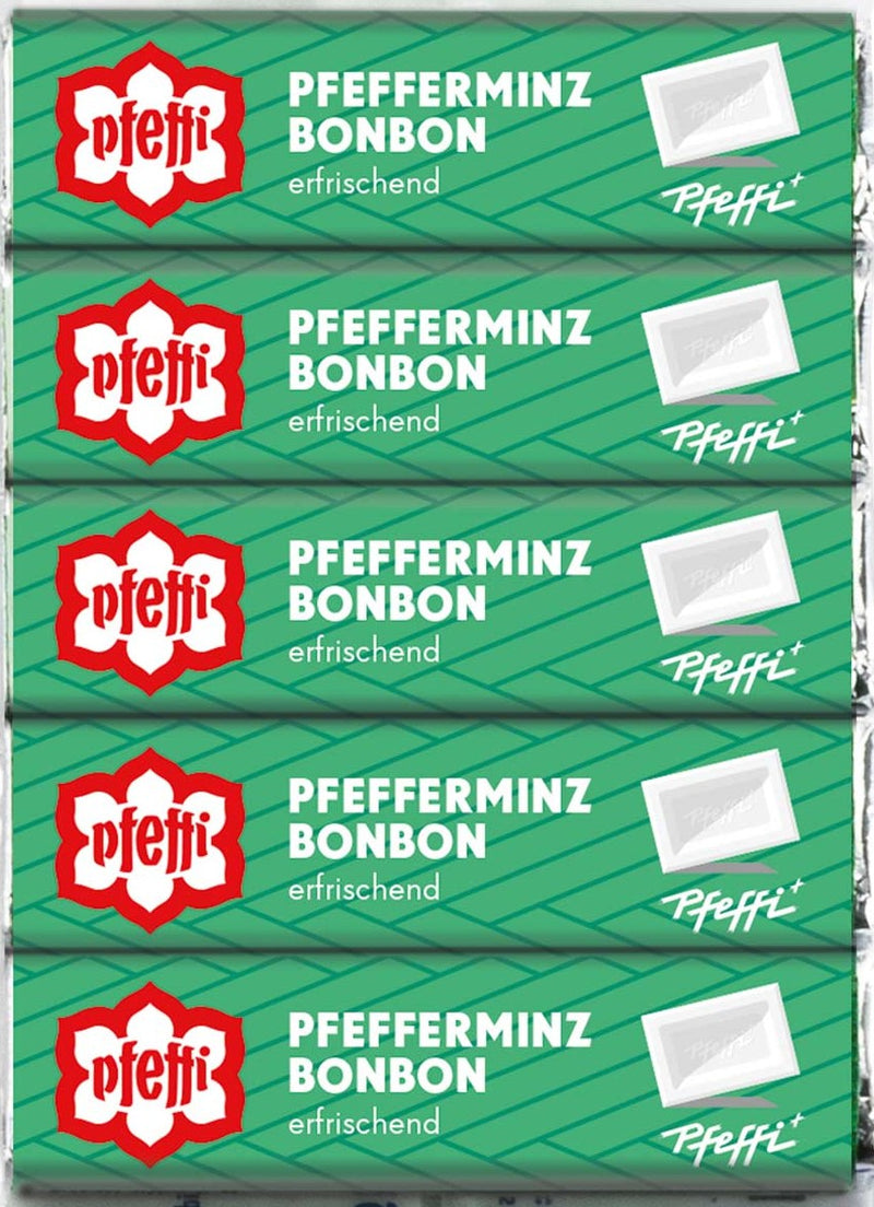 Pfeffi - Erfrischungs-Bonbons mit Pfefferminz 5 Stangen à 14 Bonbons, 50g