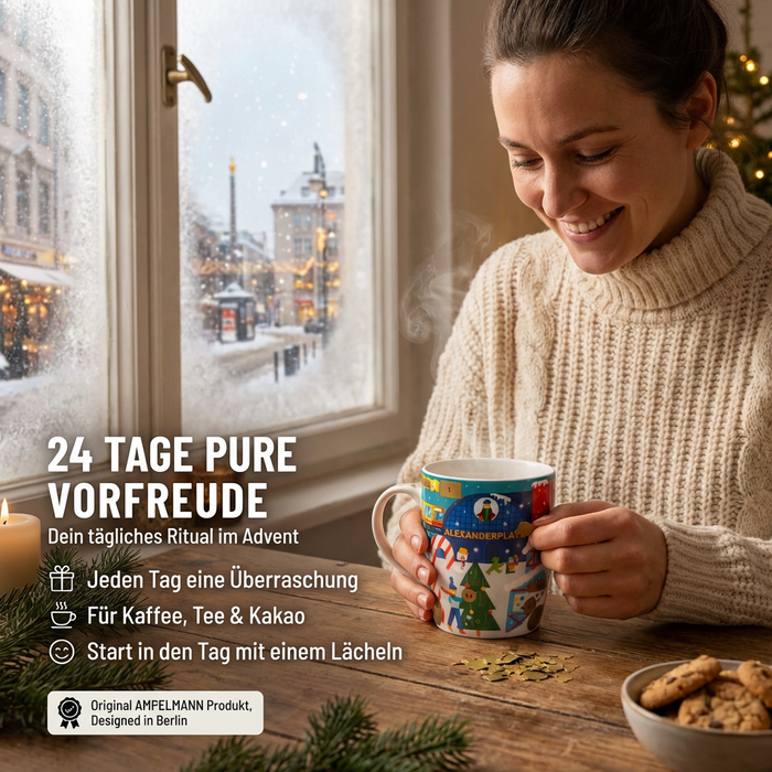 Adventskalendertasse - Spülmaschinengeeignet mit Adventsmotiv Ampelmann