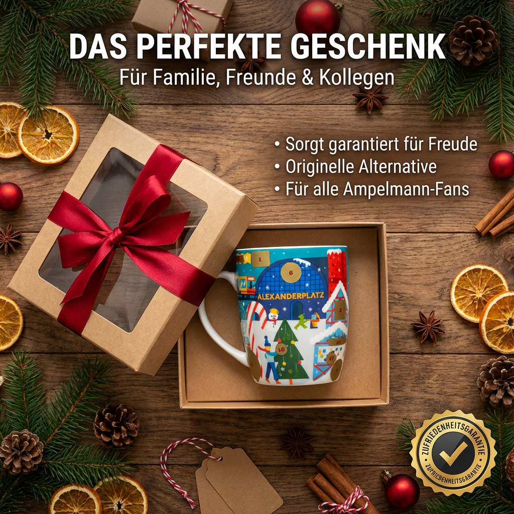 Adventskalendertasse - Spülmaschinengeeignet mit Adventsmotiv Ampelmann