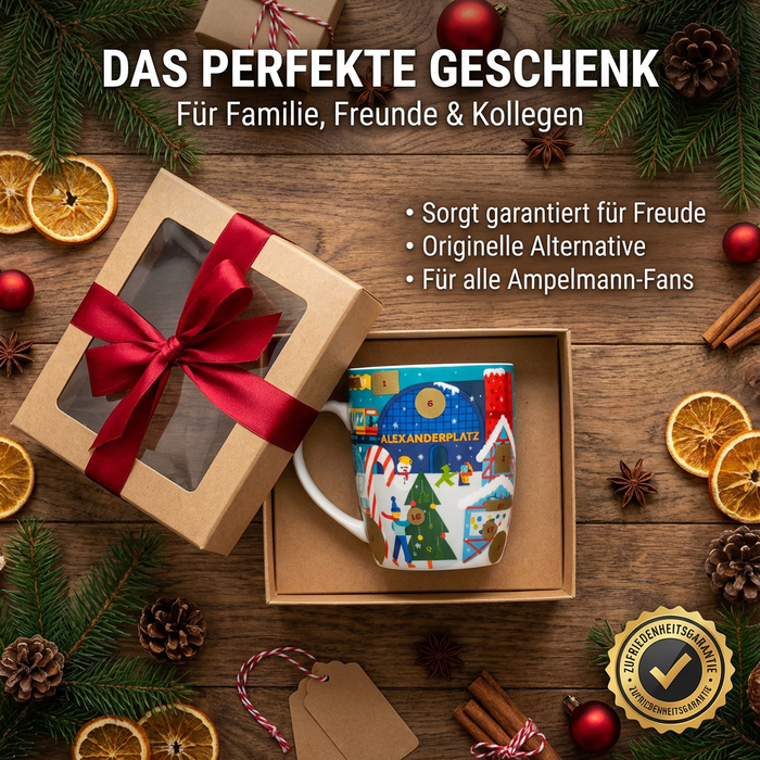 Adventskalendertasse - Spülmaschinengeeignet mit Adventsmotiv Ampelmann