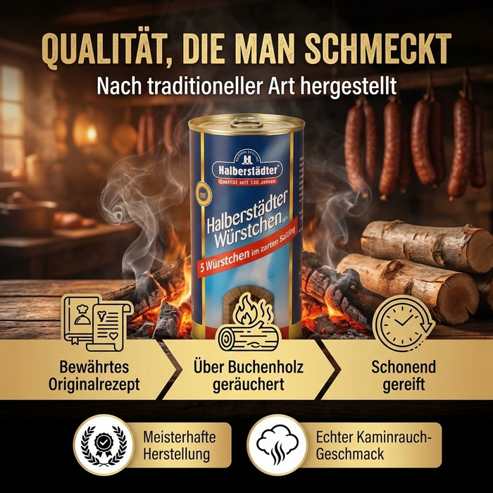 Halberstädter – 5 zarte Würstchen im Natursaitling, herzhaft geräuchert – 250 g