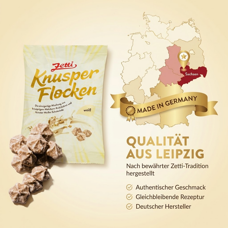 Zetti Knusperflocken weiße Schokolade mit Roggenknäckebrot 120g