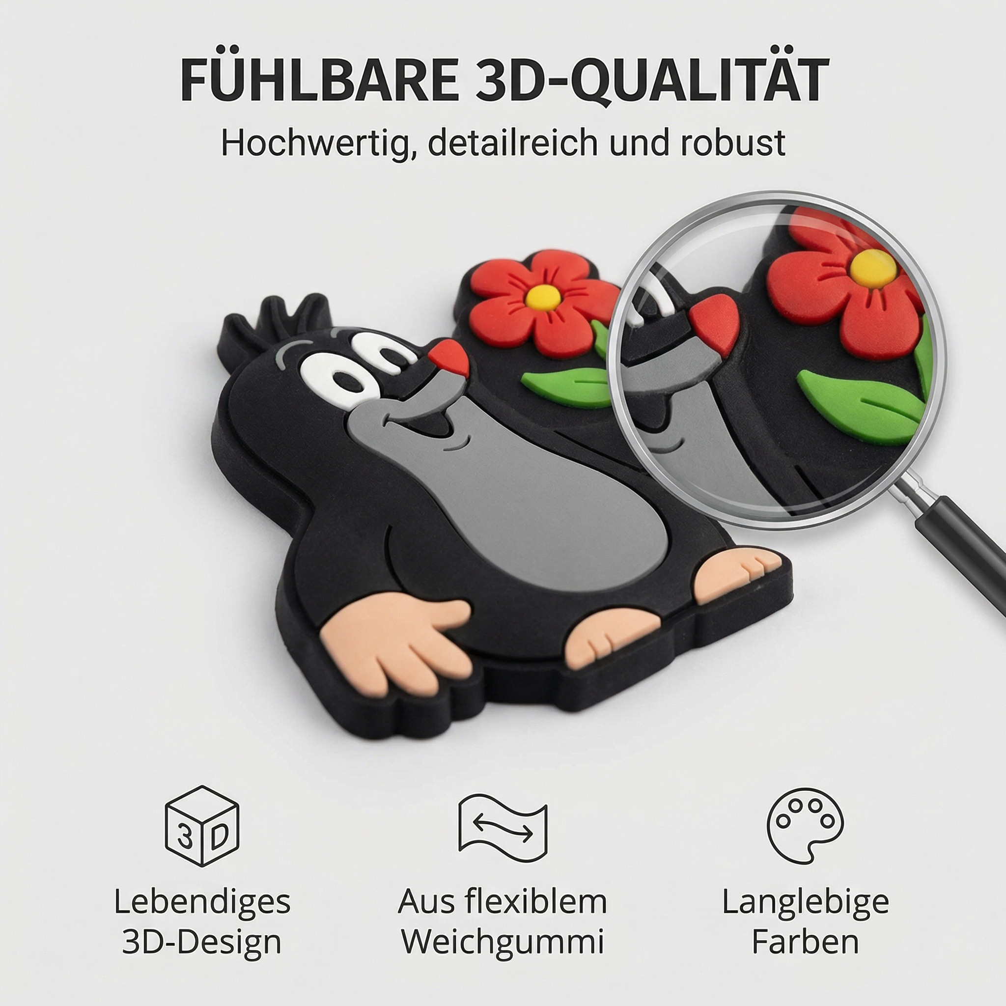 3D Magnet - kleiner Maulwurf als Gärtner