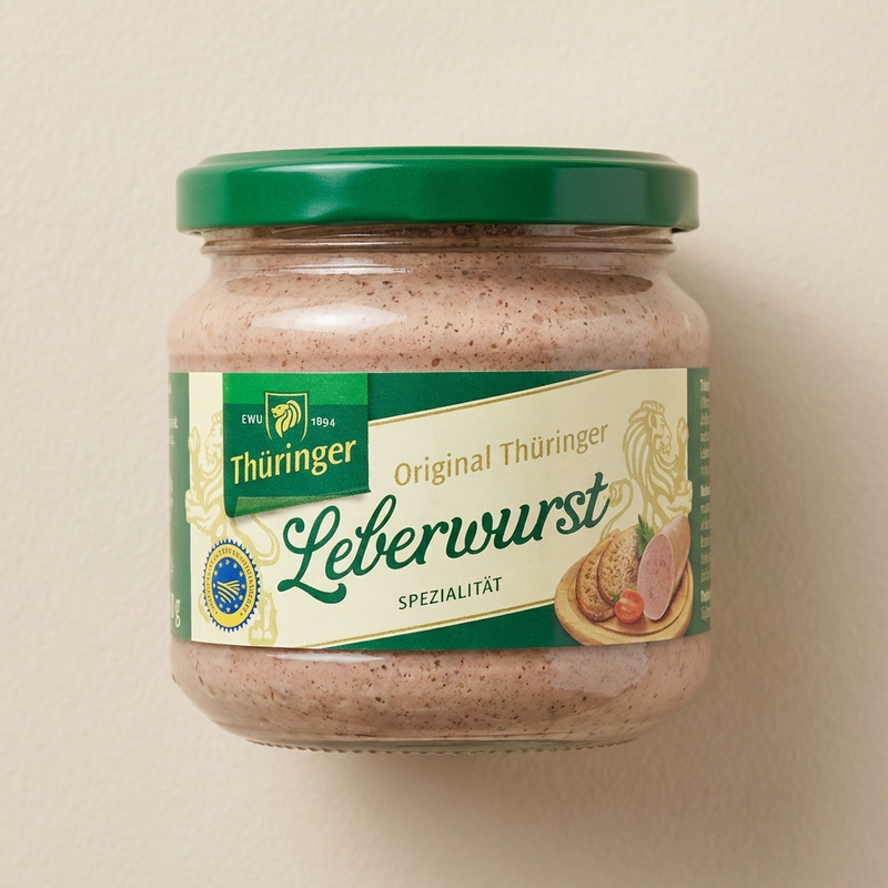 EWU Original Thüringer Leberwurst im Schraubglas, 160 g – traditionelle Thüringer Wurstspezialität