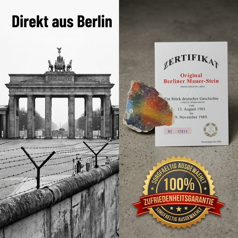 Original Berliner Mauer-Stein ca, 10 cm – Sammlerstück mit Zertifikat & Siegel – Historisches Souvenir aus deutscher Geschichte