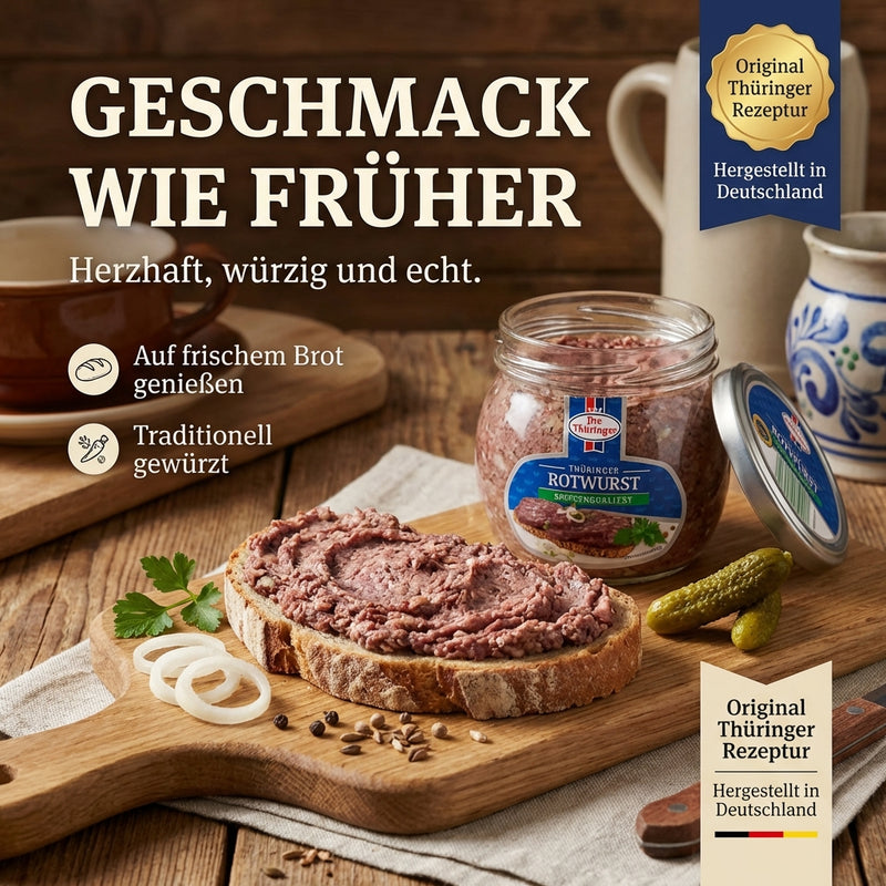 Die Thüringer Rotwurst im Schraubglas - herzhaft, traditionell, streichzart - 300g