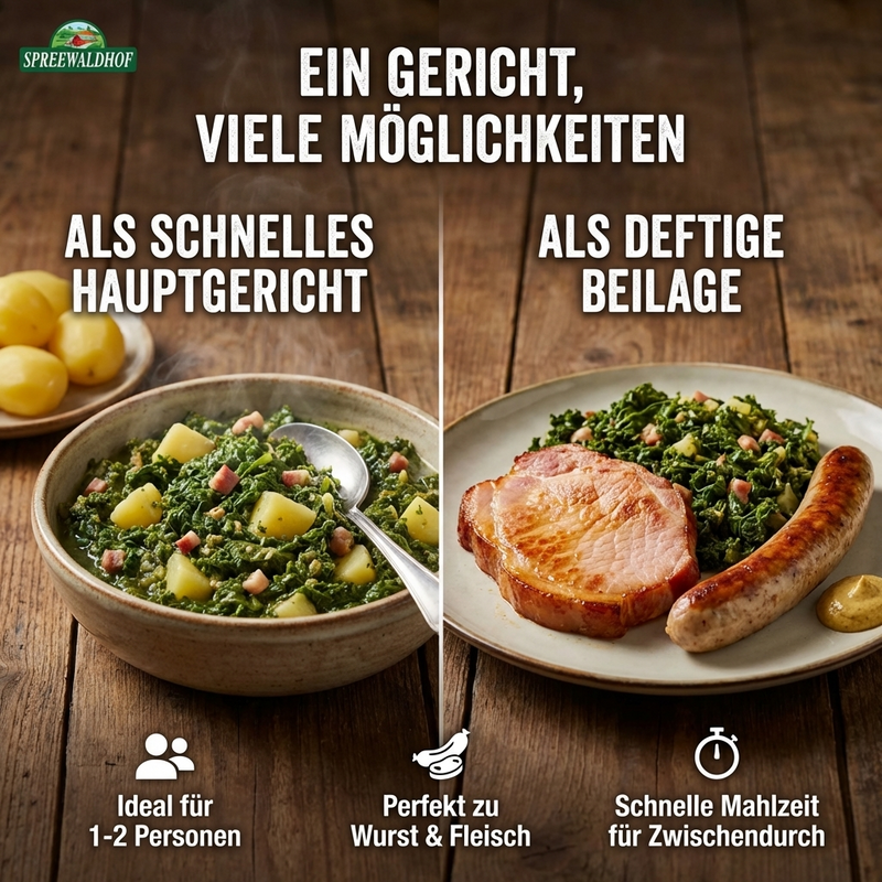 Spreewaldhof - deftiger Grünkohl 400g - gluten-& lactosefrei - mit Kartoffelstückchen und Schmalz - fix & fertig