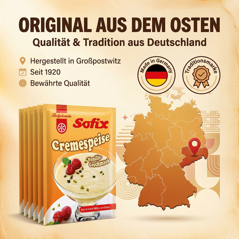 Rotplombe Sofix Cremespeise Pudding Vanille - nur in kalte Milch einrühren > fertig!