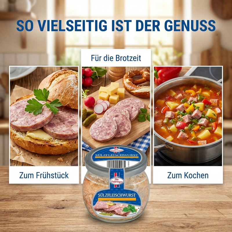Die Thüringer Sülzfleischwurst im Glas - deftig & herzhaft mit feiner Würze - 300g