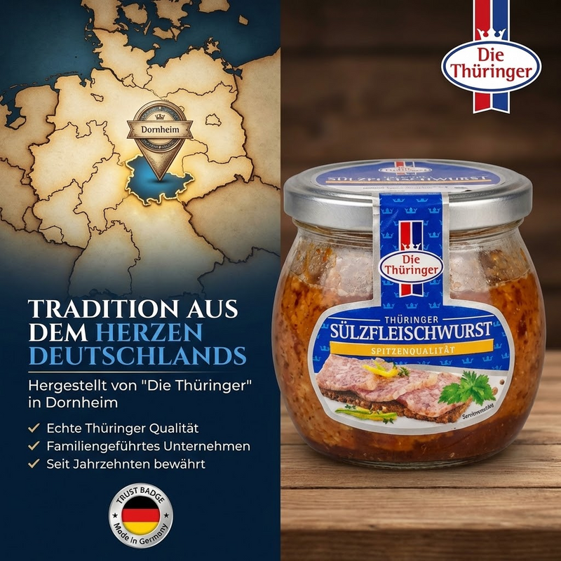 Die Thüringer Sülzfleischwurst im Glas - deftig & herzhaft mit feiner Würze - 300g