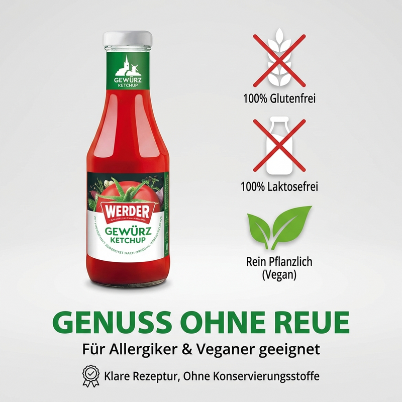 Werder Gewürzketchup – würzig-tomatig, vegan & glutenfrei – 450ml – Werder Feinkost