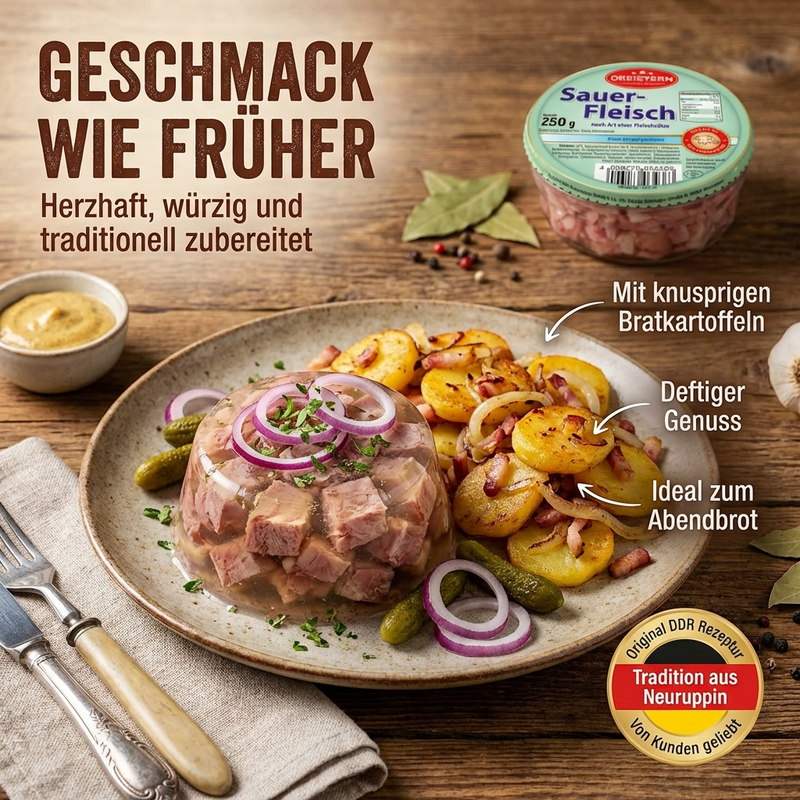 Dreistern Sauerfleisch nach Art einer Fleischsülze - frisch gekühlt sofort genießen - 250g