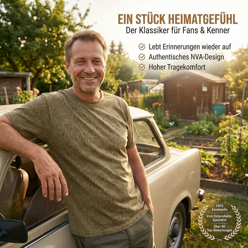 T-Shirt im NVA-Look mit Streifen - 100% Baumwolle - unisex