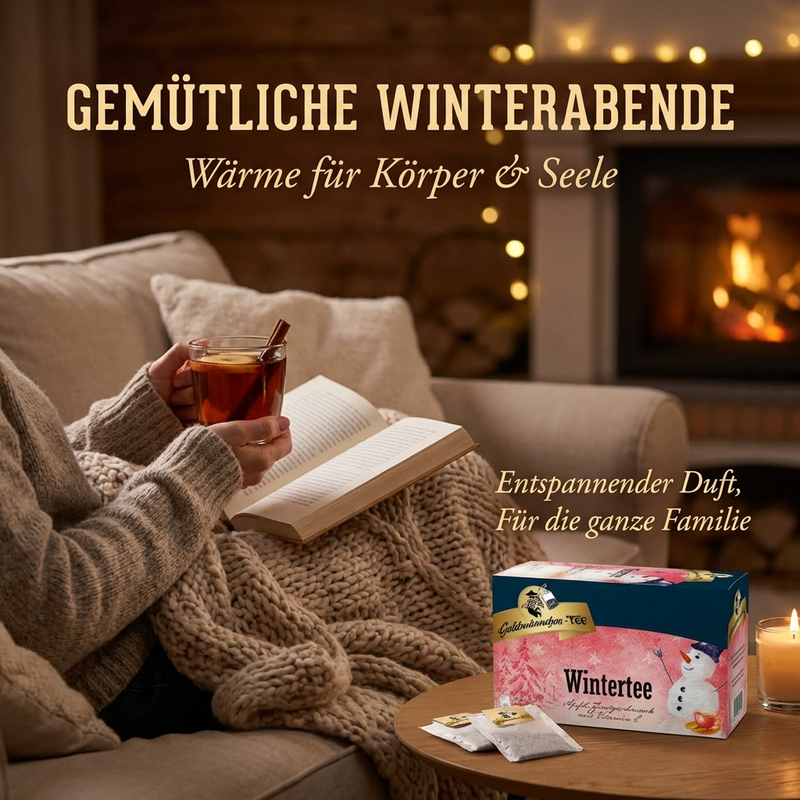 Goldmännchen Tee Wintertee Apfel-Zimt – aromatisierter Früchtetee mit Vitamin C, 20 einzeln kuvertierte Teebeutel
